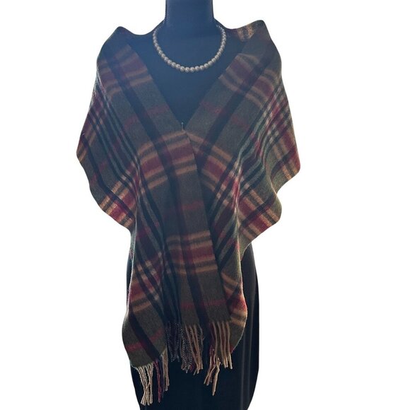 Alan Paine Neck Scarf El Corte Ingles Classic Plaid Wool Shawl Fringe Winter - Picture 2 of 12